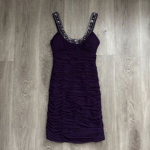 Purple Ruched Mini Dress